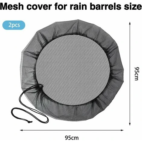 Regentonnen-Netz, 2 Stück, Verstellbare Regentonnen-Schutzgitter, Regentonnenabdeckungen Mit Verstellbarem Kordelzug, Geeignet Für Den Außenbereich – Bild 2