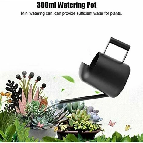 Mini-Gießkanne Aus Schwarzem Edelstahl, 300 Ml, Für Gartenpflanzen. – Bild 3