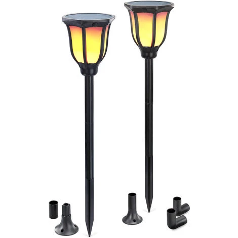 Solar Fackel 2er-Set Flammeneffekt Gartenfackel Solarlampe Garten Esotec 102495 – Bild 2