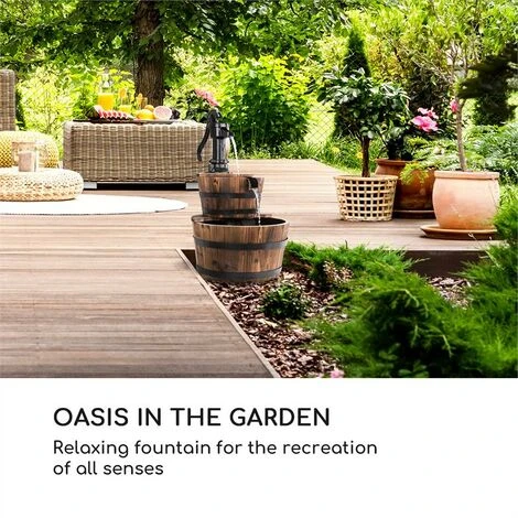 Blumfeldt Cascada Doble Zierbrunnen 2 Etagen 12W 600l/h Holz Braun – Bild 2