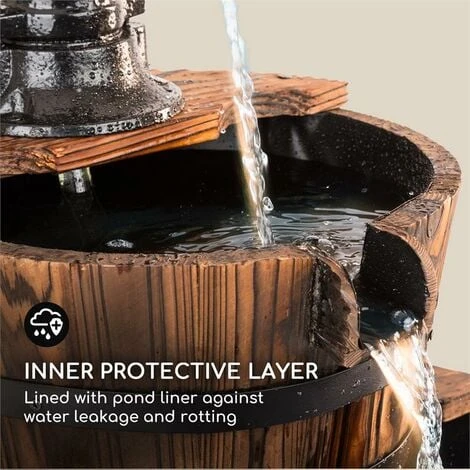 Blumfeldt Cascada Doble Zierbrunnen 2 Etagen 12W 600l/h Holz Braun – Bild 4