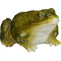 Relaxdays Gartenfigur Frosch, Wetterfest, Für Balkon, Terrasse, Am Teich, Kunststein, Sitzende Dekofigur Frosch, Grün