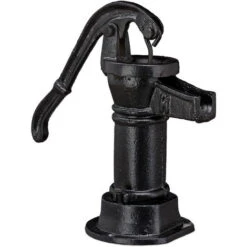 Relaxdays Deko Pumpe, Mini Wasserpumpe, Antik-Design, Schwengelpumpe, Wetterfest, Gartendekoration, Gusseisen, Schwarz