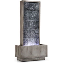 Blumfeldt Blumfeldt Imperia Grey Edition - Fontaine De Jardin Décorative , Jeux D'eau , Intérieur Et Extérieur , Pompe De 10 W , IPX8 , Câble De 10m , LED , Métal Galvanisé , 2020 Edition, Gris Foncé