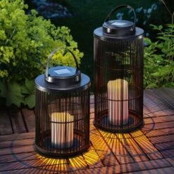 Solar Dekoleuchten 2er Set Gartenlampe Laterne Außen Solarleuchte Esotec 102162