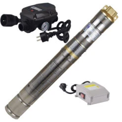 Agora-Tec® 3 Zoll Sandverträgliche , Sandresistente Brunnenpumpe Tiefbrunnenpumpe Schraubenpumpe 370W-screw-5DW - Set Mi