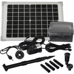 Agora-Tec® Solar Springbrunnen Teich - Pumpen - Set Mit Akku Und LED Licht 10W-BL-V2.0