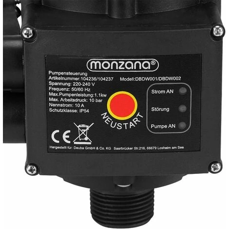 Monzana Pumpensteuerung Druckwächter Baranzeige 10 Bar Pumpensteuerung Druckschalter Mit Kabel/ohne Kabel Ohne Kabel – Bild 2