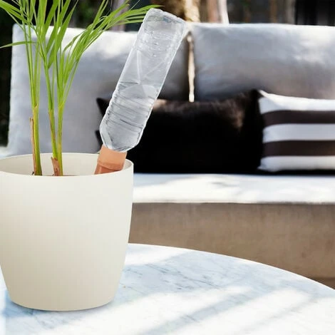 Relaxdays Tonkegel Bewässerung 4er Set, Bewässerungshilfe Für Pflanzen, Für 1,5 L Flaschen, HxD 19 X 4,5 Cm , Terrakotta – Bild 2