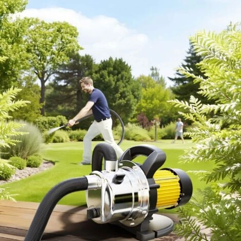 Gartenpumpe 2800l/h, 600W, Tragegriff & Wasserablassschraube, Max. Förderhöhe 35m, Rostfreier Stahl – Bild 2