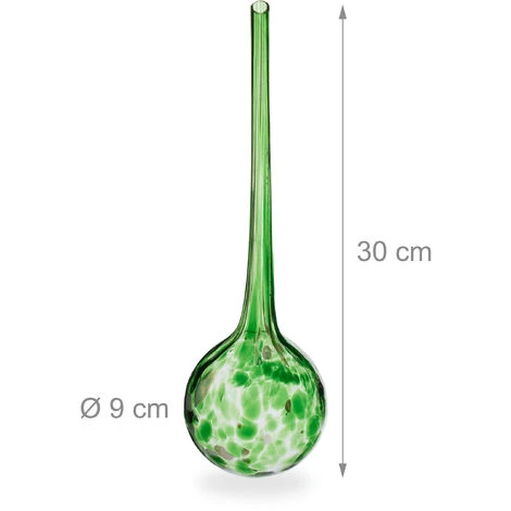 Relaxdays Bewässerungskugel 2er Set, Dosierte Pflanzen Bewässerung, Blumentopf, Gießhilfe Büro, Urlaub, Glas Ø 9cm, Grün – Bild 4