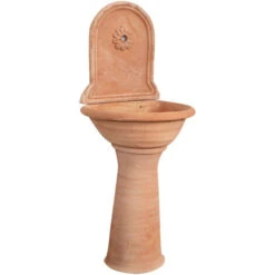 Veralteter Springbrunnen Aus Toskanischer Terrakotta Mit Kleiner Basis Made In Italy