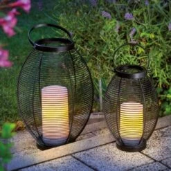 Solar Dekoleuchten 2er Set Gartenlampe Laterne Außen Solarleuchte Esotec 102218