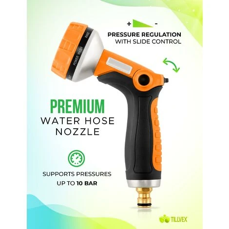 Tillvex Gartenbrause Orange Handbrause Spritzbrause Gartenspritze Spritzpistole Multibrause – Bild 2