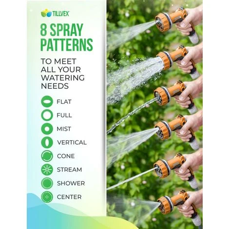 Tillvex Gartenbrause Orange Handbrause Spritzbrause Gartenspritze Spritzpistole Multibrause – Bild 5