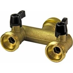 Wasserverteiler Aus Messing 2-Wege 2-Fach Mit Absperrhähnen Für Auslaufventile 1'