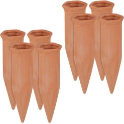8 X Tonkegel Bewässerung, Bewässerungshilfe Für Pflanzen, 1,5 L Flaschen, Gießhilfe, HxBxT: 17 X 5,5 X 5 Cm , Terrakotta