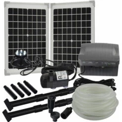 Agora-Tec® Solar Bachlauf - Pumpen - Set Mit Akku Und LED Licht AT-20W-BLH-V2.0monokristallin