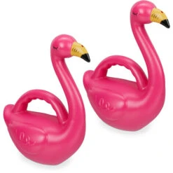 Relaxdays Gießkanne Flamingo, 2er Set, Deko Pflanzenkanne 1,8 L, Indoor, Kunststoffgießkanne HBT: 31 X 25 X 15 Cm, Pink