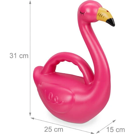 Relaxdays Gießkanne Flamingo, 2er Set, Deko Pflanzenkanne 1,8 L, Indoor, Kunststoffgießkanne HBT: 31 X 25 X 15 Cm, Pink – Bild 4