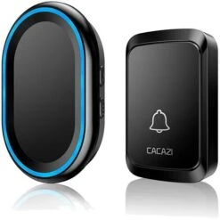 LangRay Outdoor Wasserdichte Drahtlose Türklingel, Elektrische Wasserdichte Drahtlose Türklingel, 300 Meter Reichweite, Türklingel-Kit Mit LED-Blitz, 58 Melodien, 4 Bände, 1 Sender + 1 Empfänger