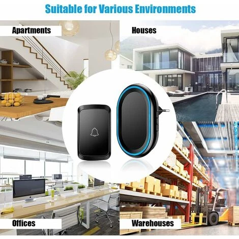 LangRay Outdoor Wasserdichte Drahtlose Türklingel, Elektrische Wasserdichte Drahtlose Türklingel, 300 Meter Reichweite, Türklingel-Kit Mit LED-Blitz, 58 Melodien, 4 Bände, 1 Sender + 1 Empfänger – Bild 5