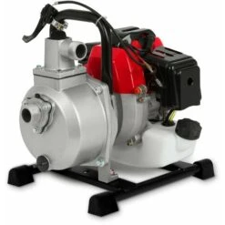 EBERTH Wasserpumpe Gartenpumpe Schmutzwasserpumpe Pumpe Benzin, 2PS 2-Takt-Motor, 12.000l/h Durchlauf, 1 Zoll Anschluss, 7m Ansaughöhe, 17,5m Förderhöhe, Seilzugstart, Metallfuß, Tragegriff