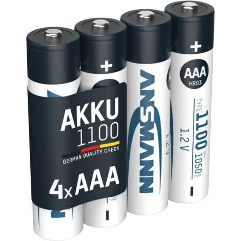 ANSMANN Akku AAA 1100mAh Micro NiMH 1,2V – 1000x Wiederaufladbar (4 Stück)
