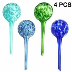 Gießkugel Blume Gießglas Gießarm Gießkugeln Kleiner Selbstbewässernder Blumentopf 7,5x20cm Für Topfpflanzen--4 Stück (Grün + Blau + Mehrfarbig + Hellblau)