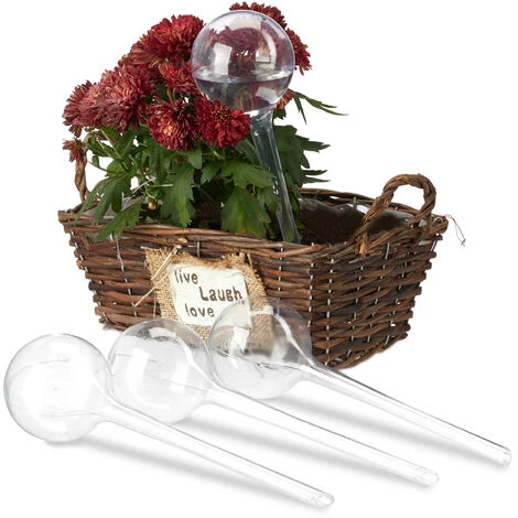 Relaxdays Bewässerungskugeln, 4er Set, Dosierte Bewässerung 250 Ml Für 2 Wochen, Versenkbar, Kunststoff, Transparent