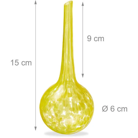 Relaxdays Bewässerungskugel 2er Set, Dosierte Bewässerung Pflanzen U. Blumen, Gießhilfe Büro, Urlaub, Ø 6 Cm, Glas, Gelb – Bild 4