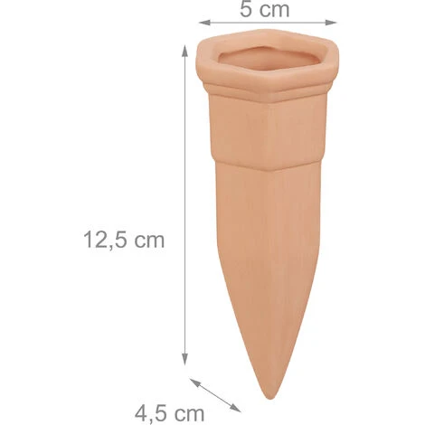 Relaxdays Tonspitzen Bewässerung, 4er Set, Für Wein- & PET-Flaschen, Balkonkästen & Topfpflanzen, Gießkegel, Terrakotta – Bild 4