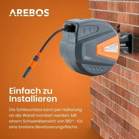 AREBOS Gartenschlauchaufroller Gartenschlauch Wasserschlauch Schlauch Orange 20 M – Bild 3