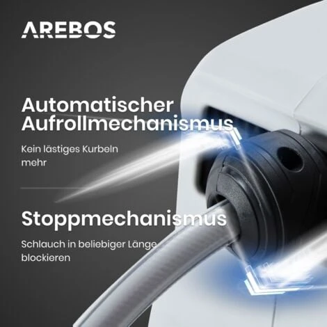 AREBOS Gartenschlauchaufroller Gartenschlauch Wasserschlauch Schlauch Grau 20 M – Bild 4