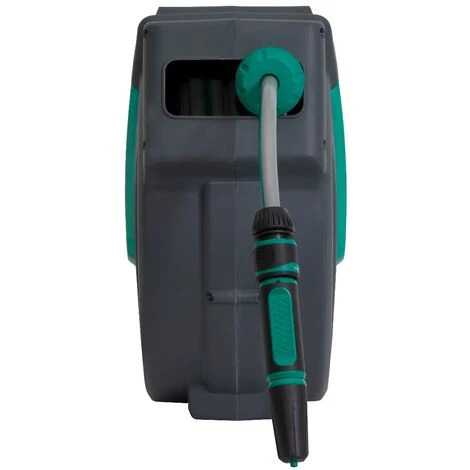 Automatik Garten-Schlauchtrommel – Inkl. 25m Gartenschlauch, Anschlussschlauch, Wasserpritze, Schlauchstücke & Wasserhahnanschluss – Bild 5