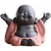 Keramik Maitreya Lachender Buddha Statue - Teedekoration - Kleiner Mönch - Deko-Accessoires (Happy Smile Style, Orange) SOEKAVIA