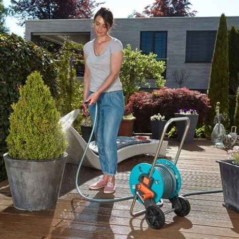 Gardena Schlauchwagen AquaRoll S Set Inkl. 20m Schlauch Systemteilen Spritze – Bild 2
