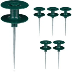 Relaxdays Schlauchführung Gartenschlauch, 6er Set, Mit Erdspieß, Kunststoff, Schlauch Umlenkrolle, HxD 24,5 X 9 Cm, Grün
