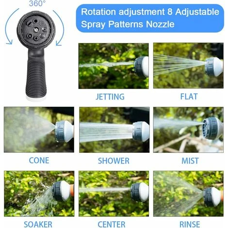 Gartenschlauchdüse, Wasserschlauch-Sprühdüse Mit 8 Einstellbaren Bewässerungsmustern, Rutsch- Und Stoßfester Hochdruck-Gartensprüher Für Autowäsche, Reinigung, Bewässerung Von Pflanzen Und Duschen Von – Bild 2