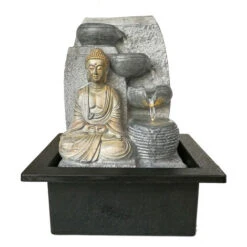 Dehner Zimmerbrunnen Steine Mit LED Beleuchtung, Ca. 25 X 17.5 X 21 Cm, Polyresin, Grau