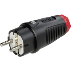 PCE 0511-sr Schutzkontaktstecker Gummi, Thermoplast 250 V Schwarz, Rot IP54