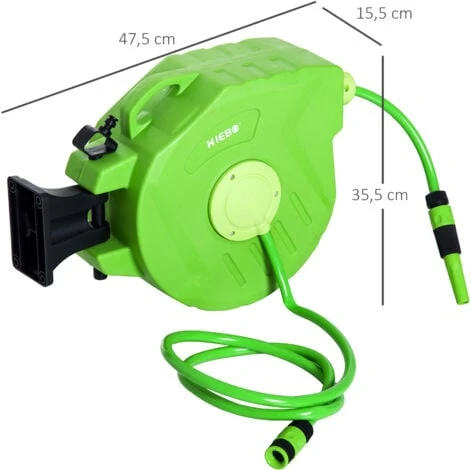 Outsunny Schlauchtrommel 20+2m Schlauchaufroller Automatik Schwenkbar Druckluft Garten 180° Schenkbar Druckluftschlauch Grün – Bild 3