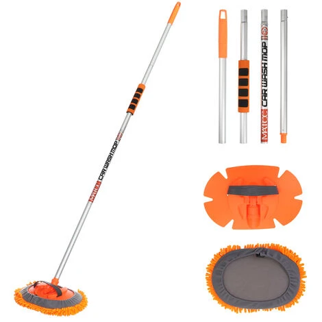 MATCC Auto Bürste Waschbürste Autowaschbürste Schlauchanschluß Wohnmobil KFZ Autowaschbürste Mit Teleskopstiel – Bild 4