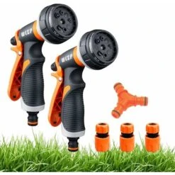 2er Pack Bewässerungspistole, Gießkannenpistole Mit 8 Bewässerungsmodi - Hochdruck-Handsprühgerät Für Rasenbewässerung, Autowaschanlage, Haustierbad