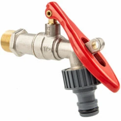 Tecuro Auslaufventil 1/2 Zoll Mit Passender Steckkupplung, Teflonband Und Abschließbaren Hebel, Matt Verchromt