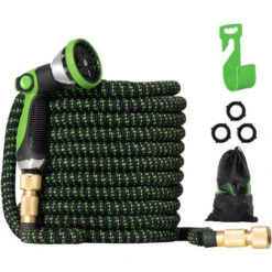 Outsunny Gartenschlauch Flexibel 22,5 M Mit 10 Funktionen Sprühdüse Wasserschlauch Mit 1/2 Zoll & 3/4 Zoll Anschluss Schlauch Dehnbar Für Autowäsche Bewässerung