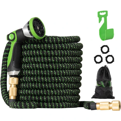 Outsunny Gartenschlauch Flexibel 22,5 M Mit 10 Funktionen Sprühdüse Wasserschlauch Mit 1/2 Zoll & 3/4 Zoll Anschluss Schlauch Dehnbar Für Autowäsche Bewässerung
