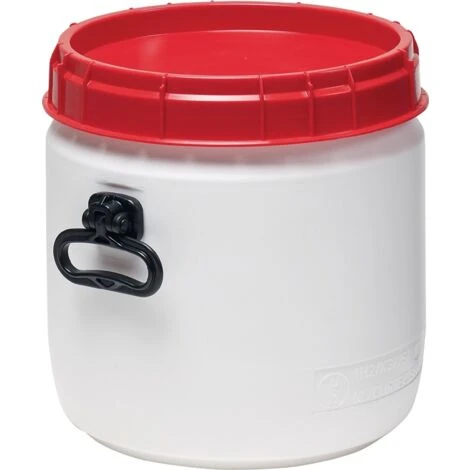 Weithalsfass 26l Weiß M.rotem Deckel M.2 Tragegriffen Einfüllöffnung-D.295mm – Bild 2