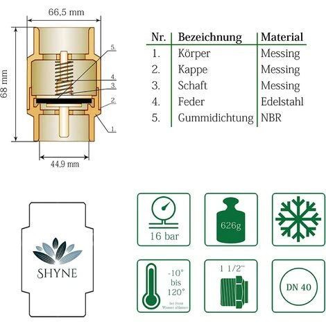 1 1/2 Zoll Rückschlagventil Aus Hochbelastbarem Hochwertigem Messing, Rostfrei Und Auslaufsicher Für Pumpe, Brunnen, Waschmaschine, Garten, Regentonne, Fass – Bild 5