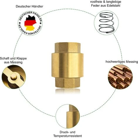 1 1/4 Zoll Rückschlagventil Aus Hochbelastbarem Hochwertigem Messing, Rostfrei Und Auslaufsicher Für Pumpe, Brunnen, Waschmaschine, Garten, Regentonne, Fass – Bild 5